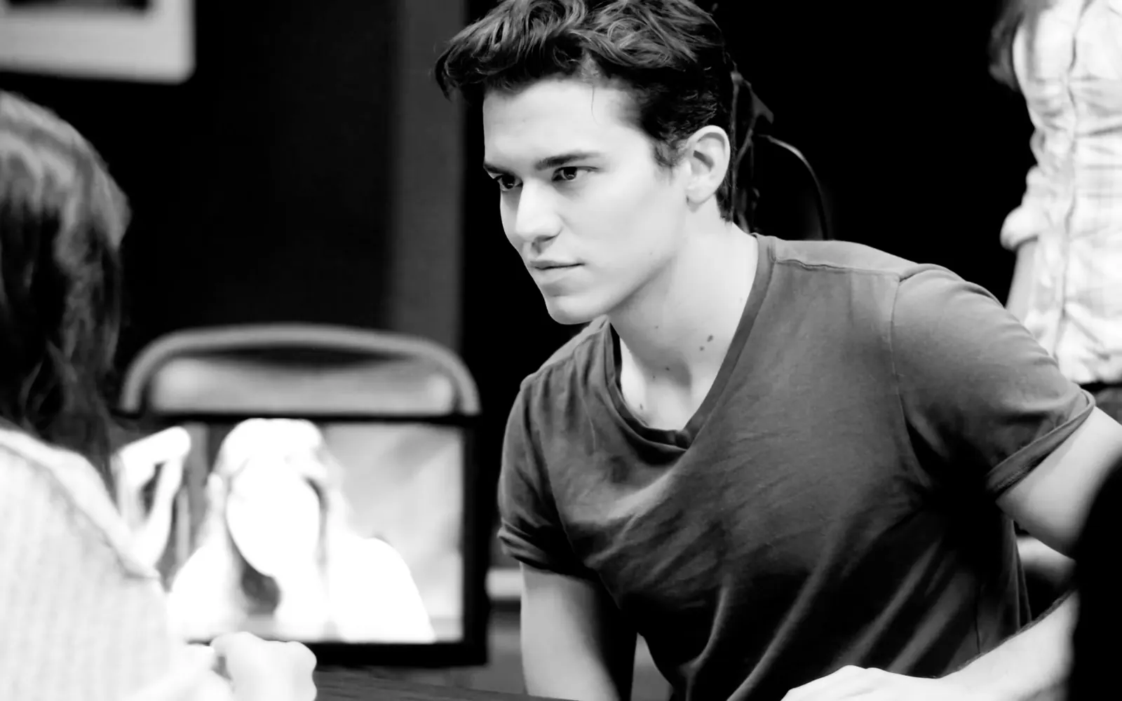 Actor reviewing his on-camera scene work in class at Actor Boutique